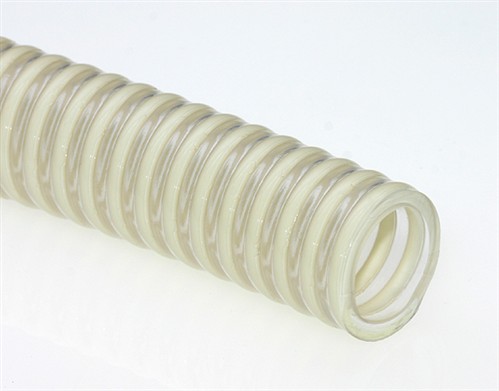 Click to enlarge - Lightweight PVC suction/discharge hose made from a non-toxic compound. Reinforced with a spiral helix and designed for the transfer of foodstuffs.